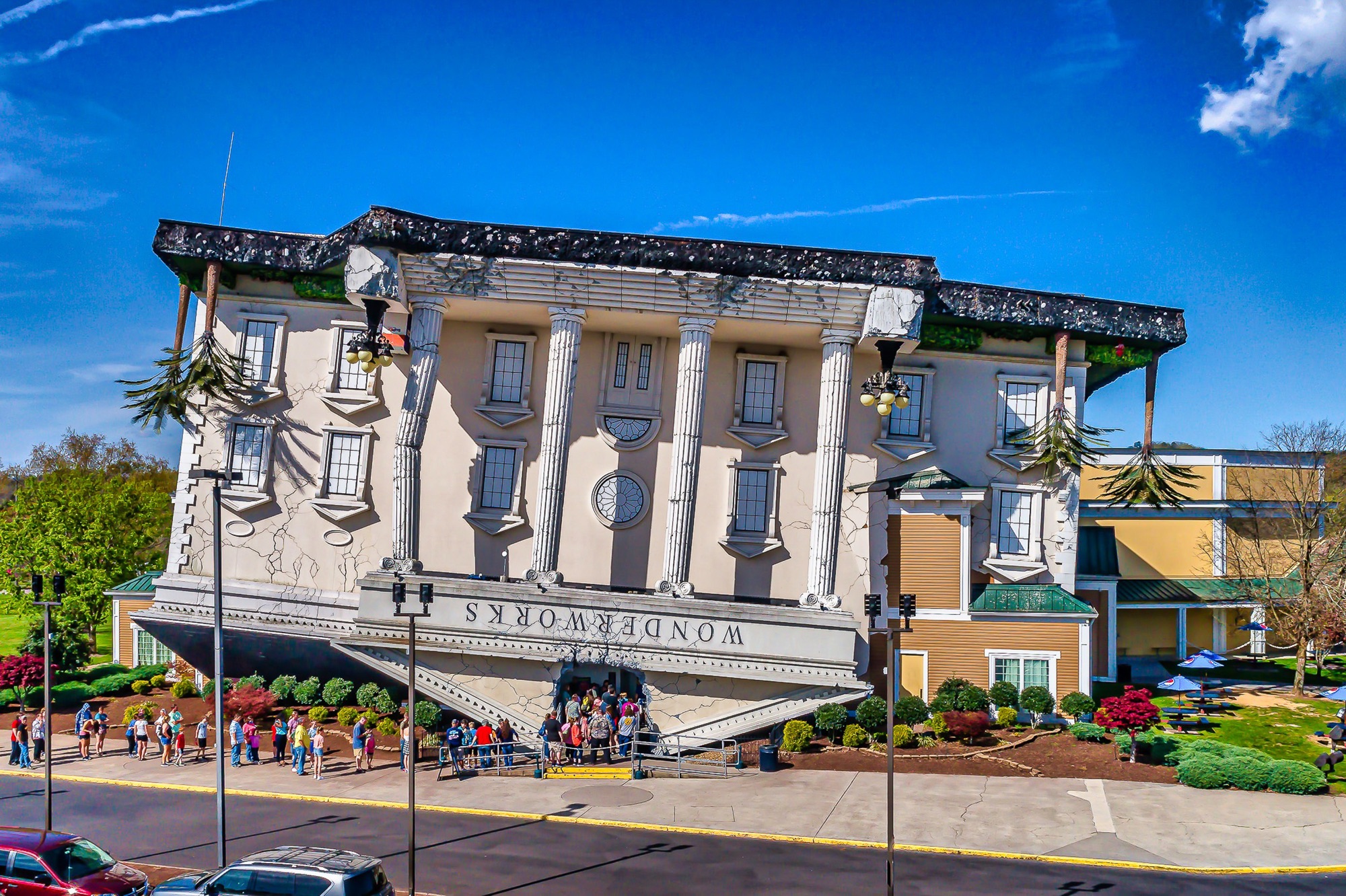 The upside down WonderWorks building in Pigeon Forge